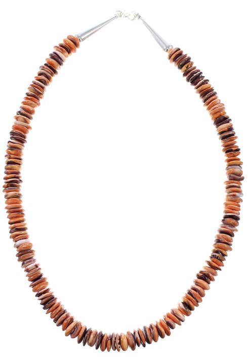 Purple And Orange Oyster Shell Sterling Silver Bead Necklace AX98140